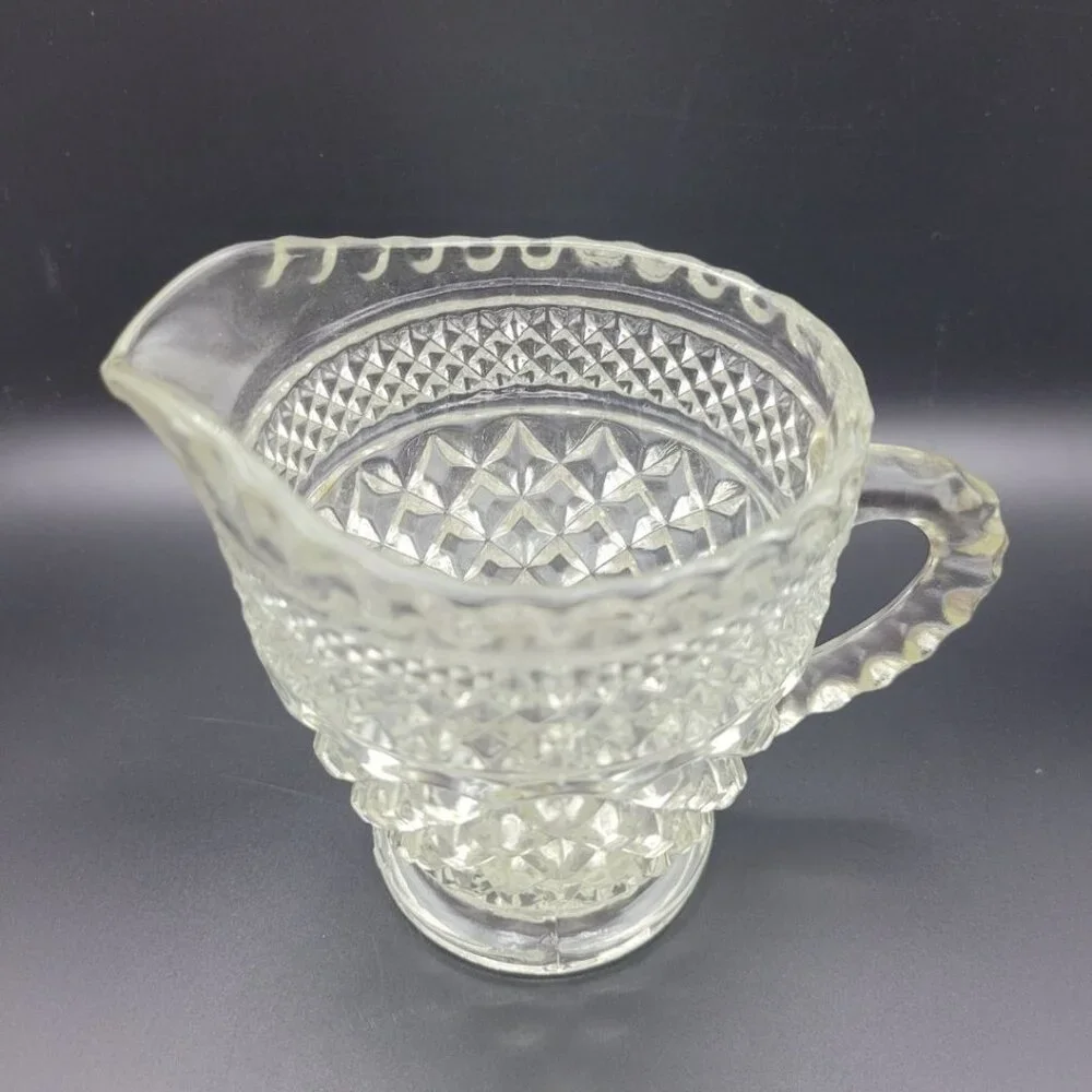 Wexford Glass Creamer‎ Pitcher 4 Inch Tall Textured Handle Vintage Replacement